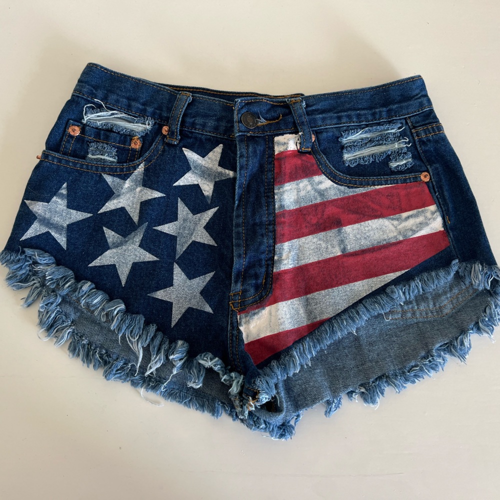 American Flag Jean Shorts